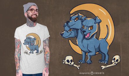 Three headed dog creature t-shirt design