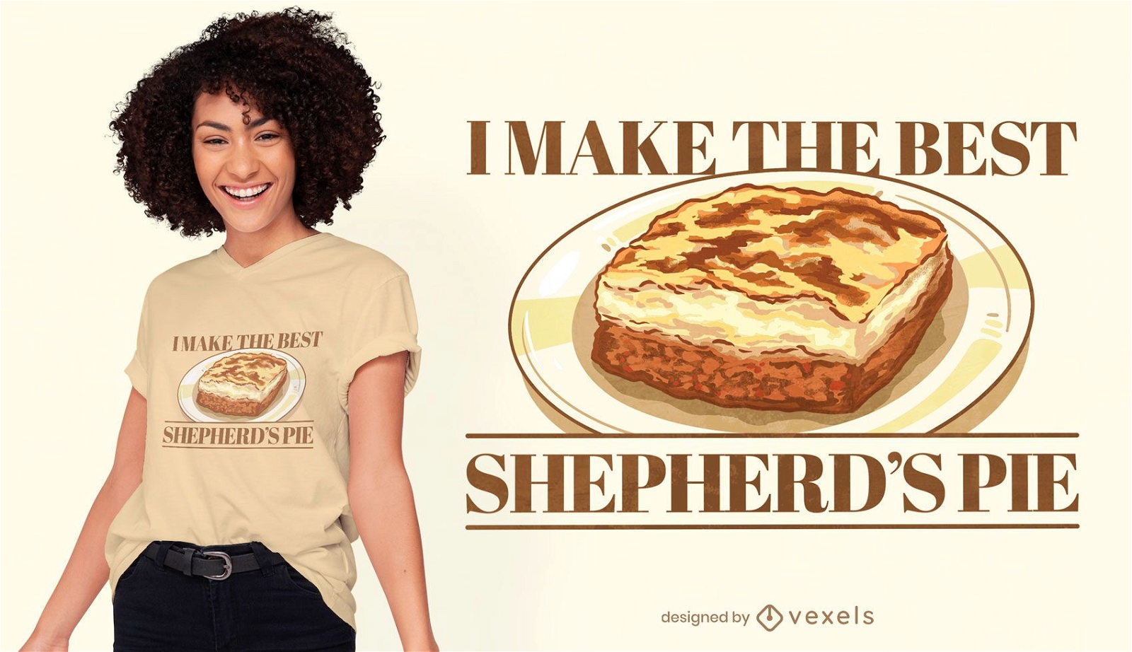 Design de t-shirt com ilustração de comida de torta