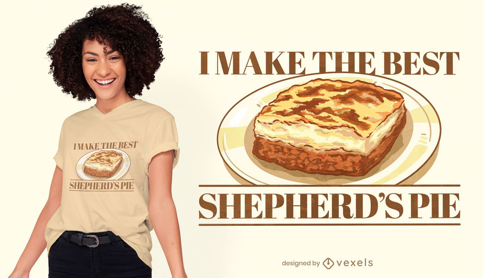 Diseño de camiseta de ilustración de comida de pastel