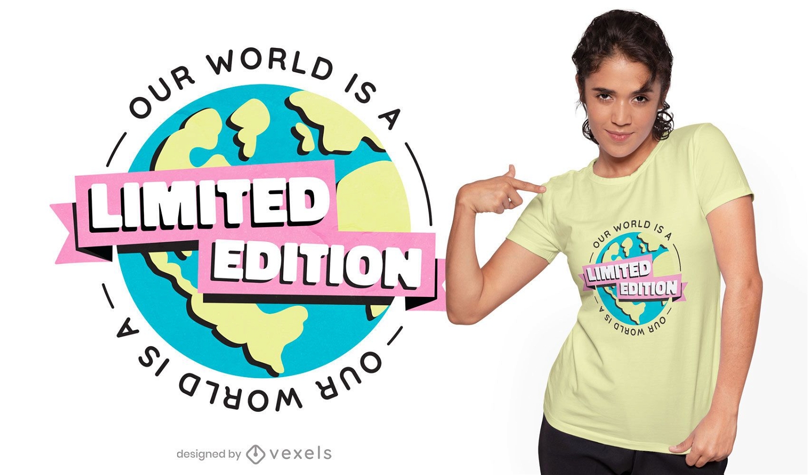 Design de camiseta em edição limitada do planeta Terra