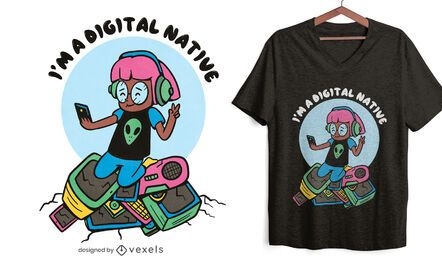 Technology girl selfie t-shirt design
