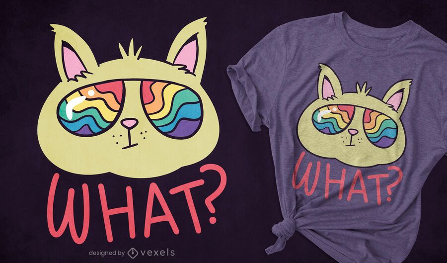 Katze im Regenbogen-Sonnenbrillen-T-Shirt-Design Katze im Regenbogen-Sonnenbrillen-T-Shirt-Design