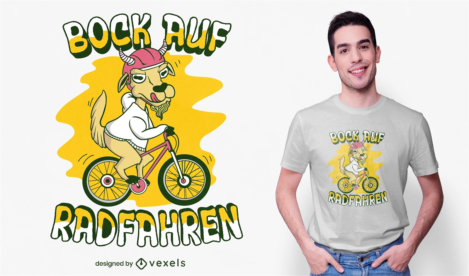 Ziege reiten Fahrrad T-Shirt Design