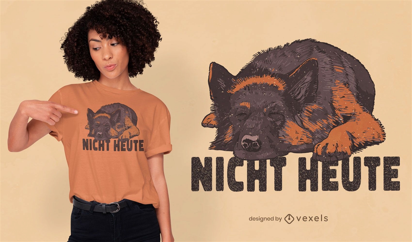 Diseño de camiseta para mascota perro pastor alemán.