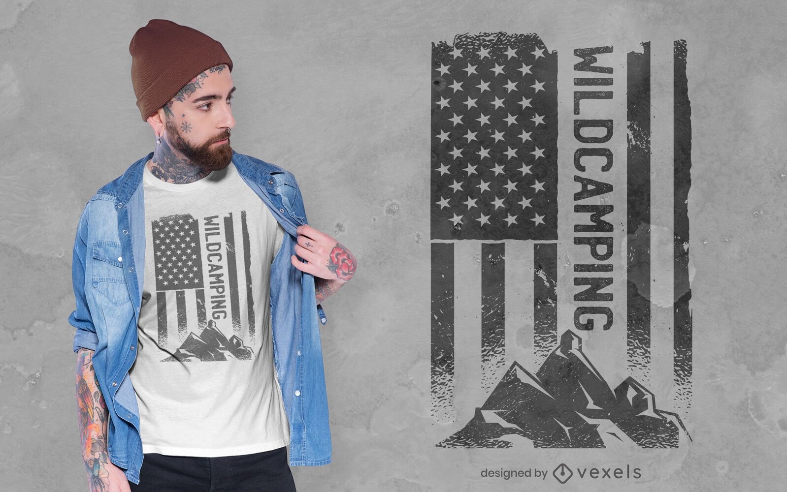 Design de camiseta de montanha com bandeira americana