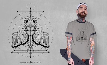 Diseño de camiseta de insecto cigarra geométrica.