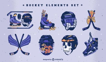 Ice hockey sport equipment illustration set