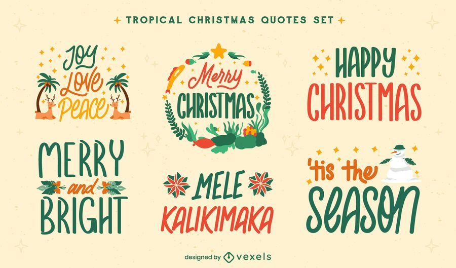 Tropical christmas holiday badge set Tropical christmas holiday badge set