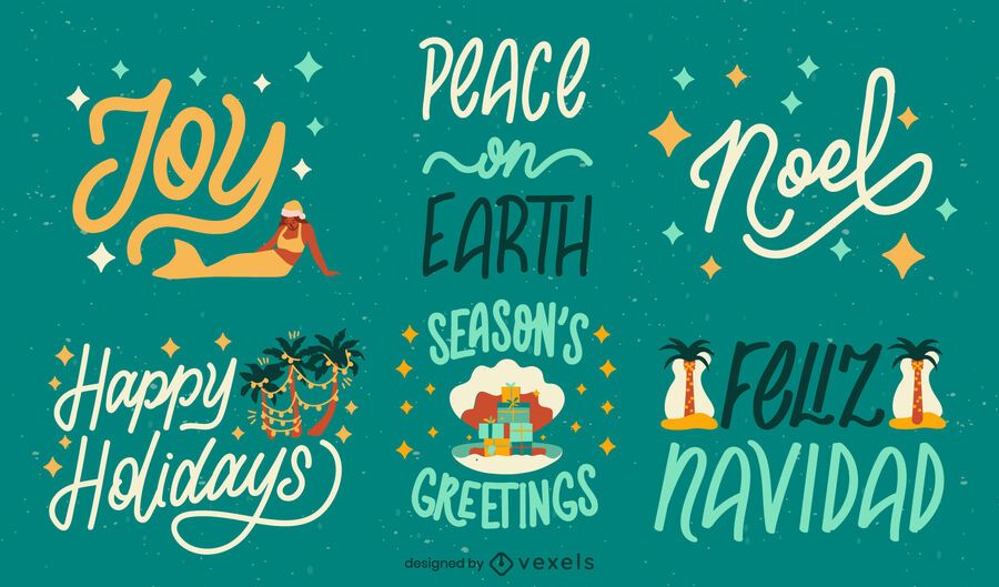 Tropical christmas season holiday badge set Tropical christmas season holiday badge set