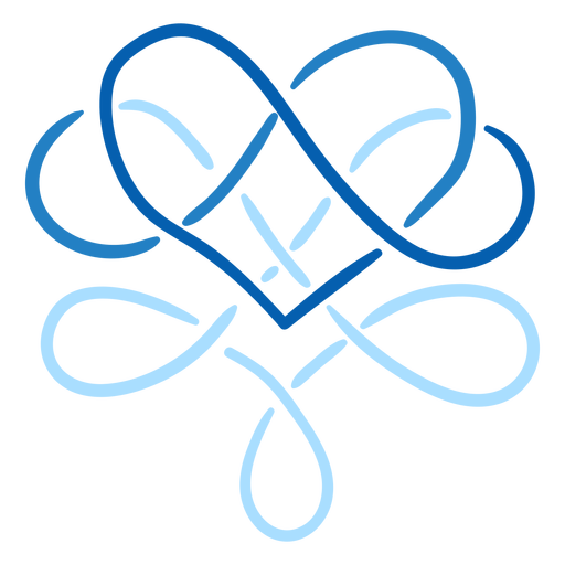 Blue heart and swirls stroke PNG Design