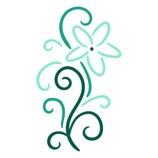 Floral swirls light blue stroke PNG Design