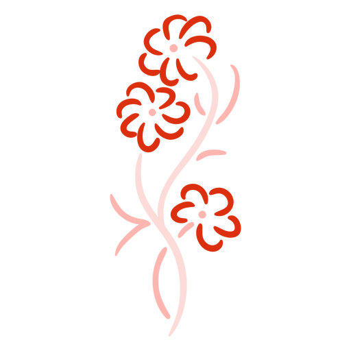 Red floral swirls stroke PNG Design