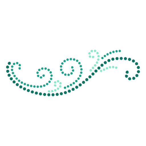 Green dotted swirls flat PNG Design