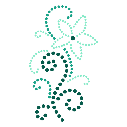 Green flower dotted ornament flat