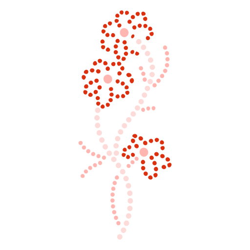 Red flowers ornament swirl dotted flat PNG Design