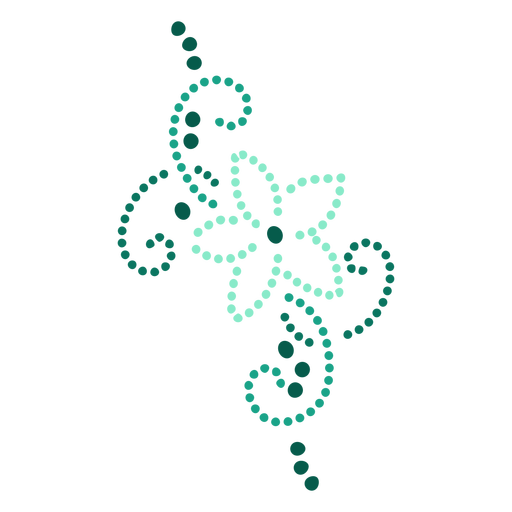 Green flower ornament swirl dotted flat