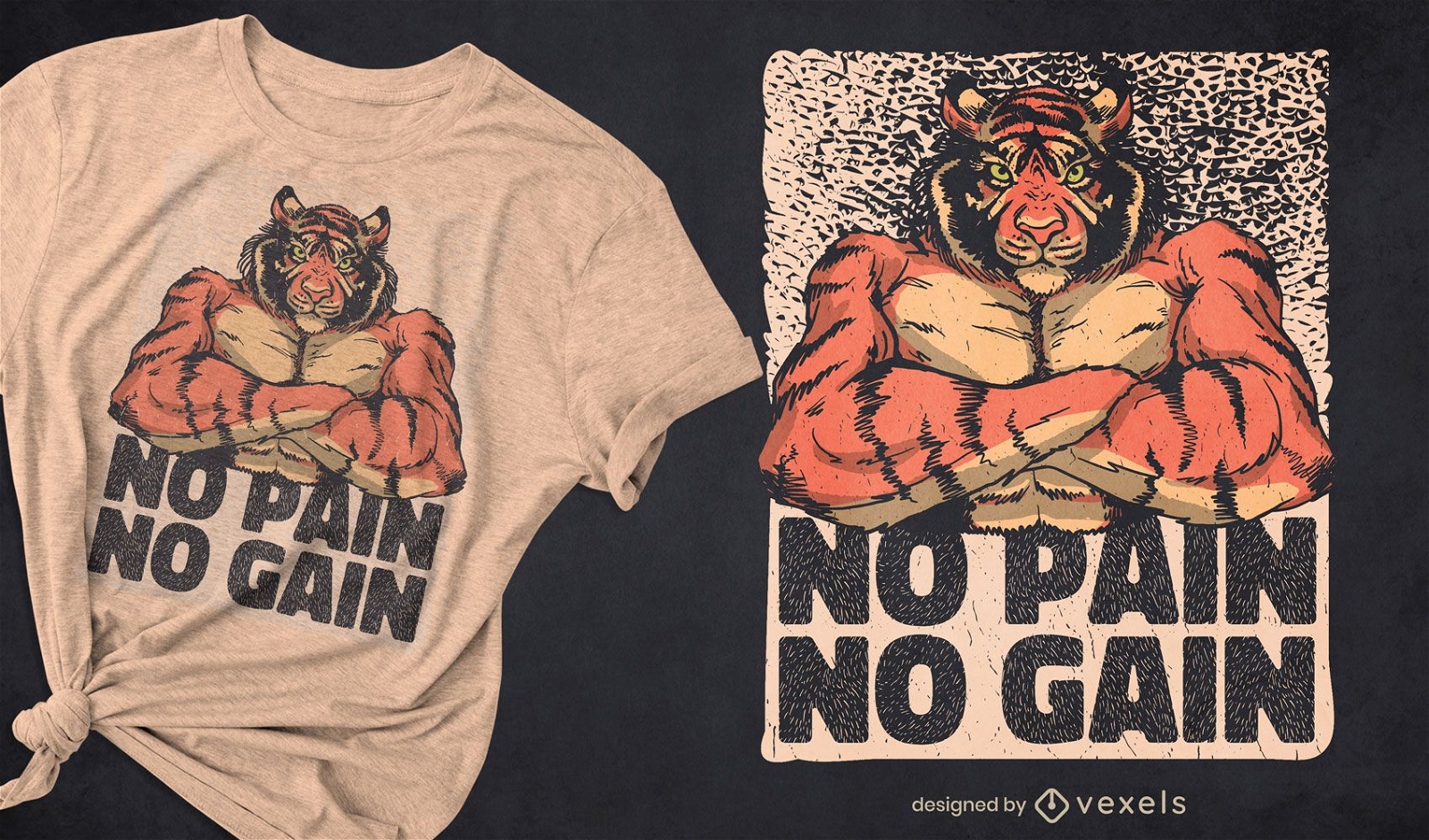 Tiger muscles animal t-shirt design
