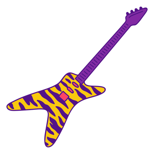 Zebra electric guitar color stroke PNG Design