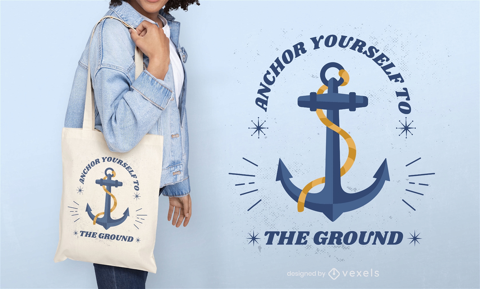 Anchor ship nautical tote bag design
