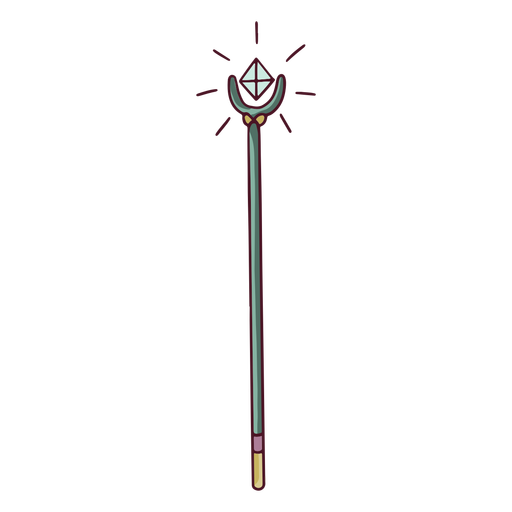 Magic staff with gem color stroke PNG Design