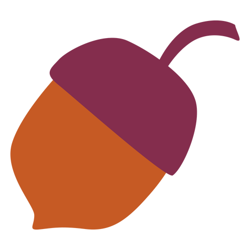 Orange and purple acorn flat PNG Design