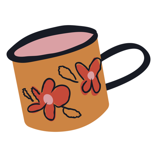 Flower mug flat PNG Design