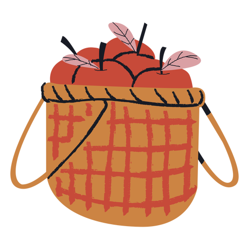 Basket of red apples semi flat PNG Design