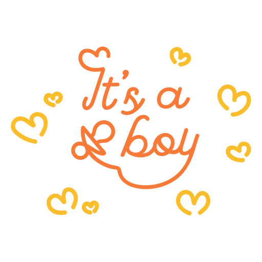 It's a boy gender reveal lettering quote stroke element PNG Design