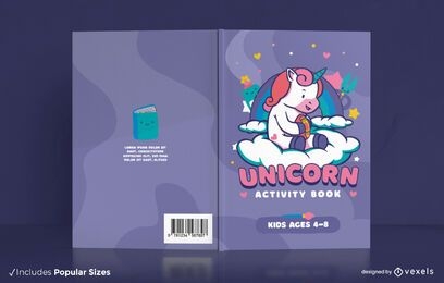 Unicorn activity book for children cover design