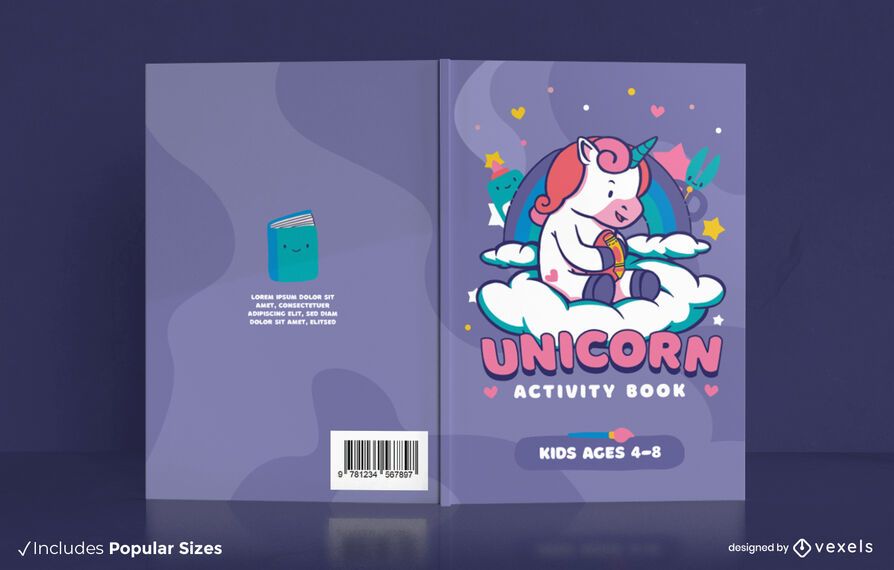 Unicorn activity book for children cover design Unicorn activity book for children cover design