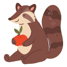 Cute raccoon with an apple  Transparent PNG