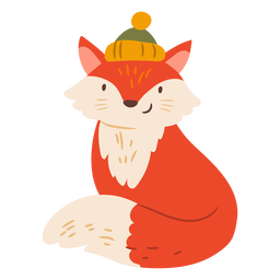 Cute fox with winter hat  PNG Design Transparent PNG