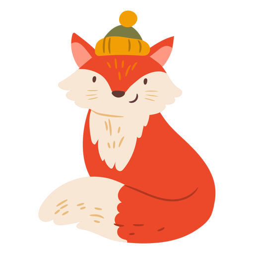 Cute fox with winter hat  PNG Design
