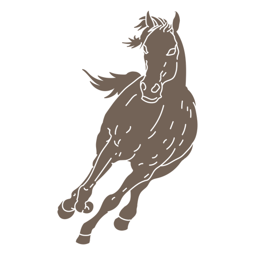 Running frontal horse cut out PNG Design