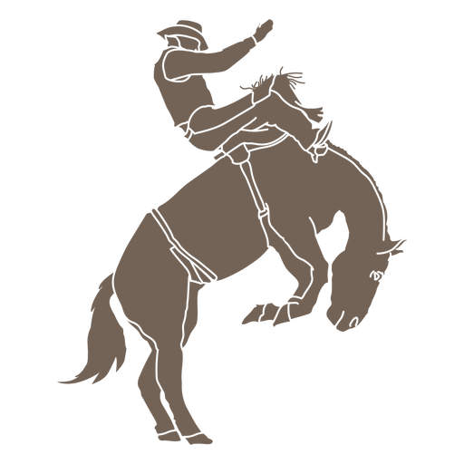 Caballo y vaquero de lado saltando recortados Diseño PNG