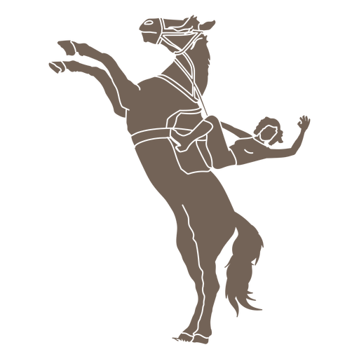 Cavalo em pé e cowboy cortados Desenho PNG