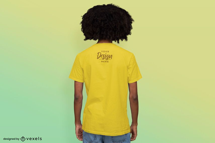 Man backwards gradient background t-shirt mockup Man backwards gradient background t-shirt mockup