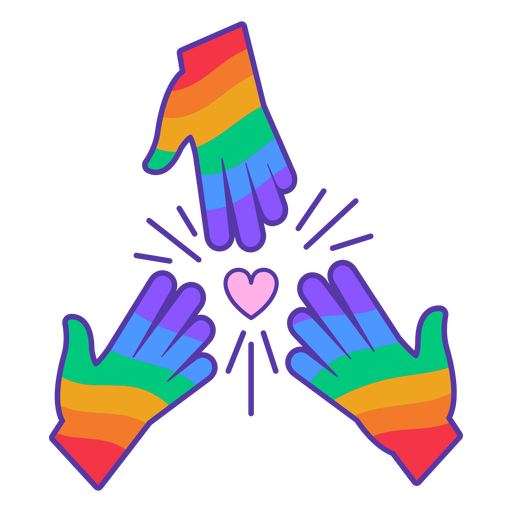 Rainbow hands color stroke PNG Design