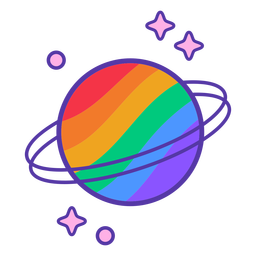 Rainbow Planet Color Stroke PNG & SVG Design For T-Shirts