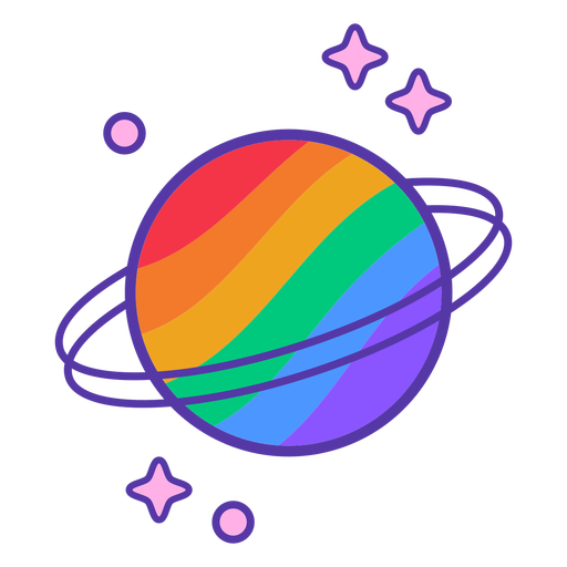 Rainbow planet color stroke PNG Design