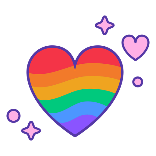 Rainbow heart color stroke PNG Design