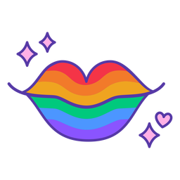 Rainbow lips color stroke PNG Design
