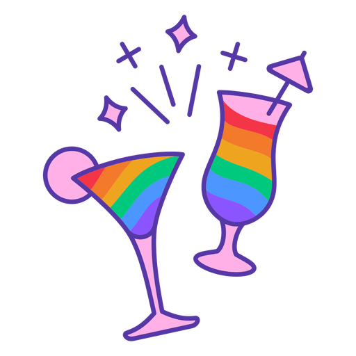 Rainbow drinks color stroke  PNG Design