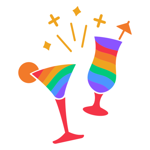 Rainbow cocktails flat