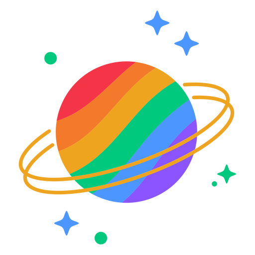 Rainbow planet flat PNG Design