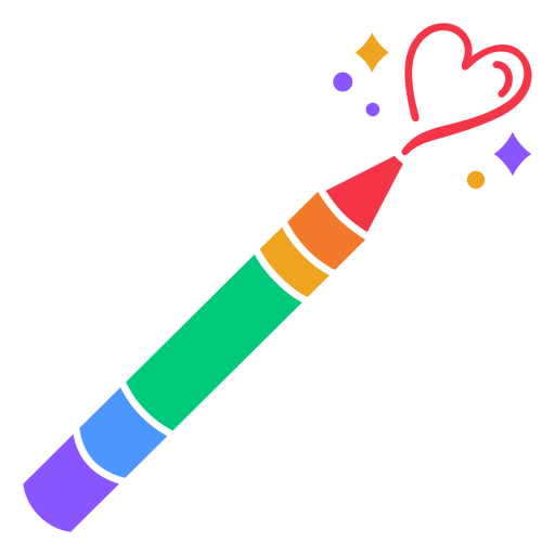Rainbow crayon flat PNG Design