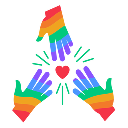 Rainbow hands and hear flat PNG Design Transparent PNG