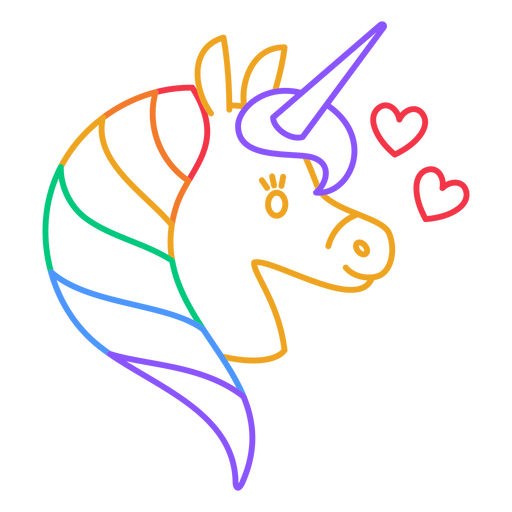 Rainbow unicorn stroke PNG Design