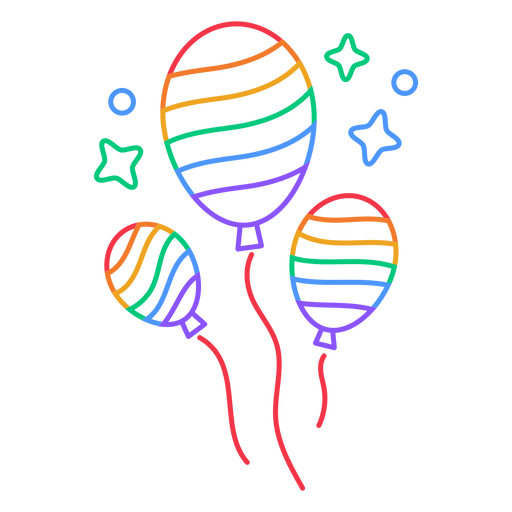 Rainbow balloons stroke PNG Design