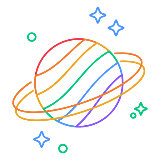 Rainbow saturn stroke PNG Design